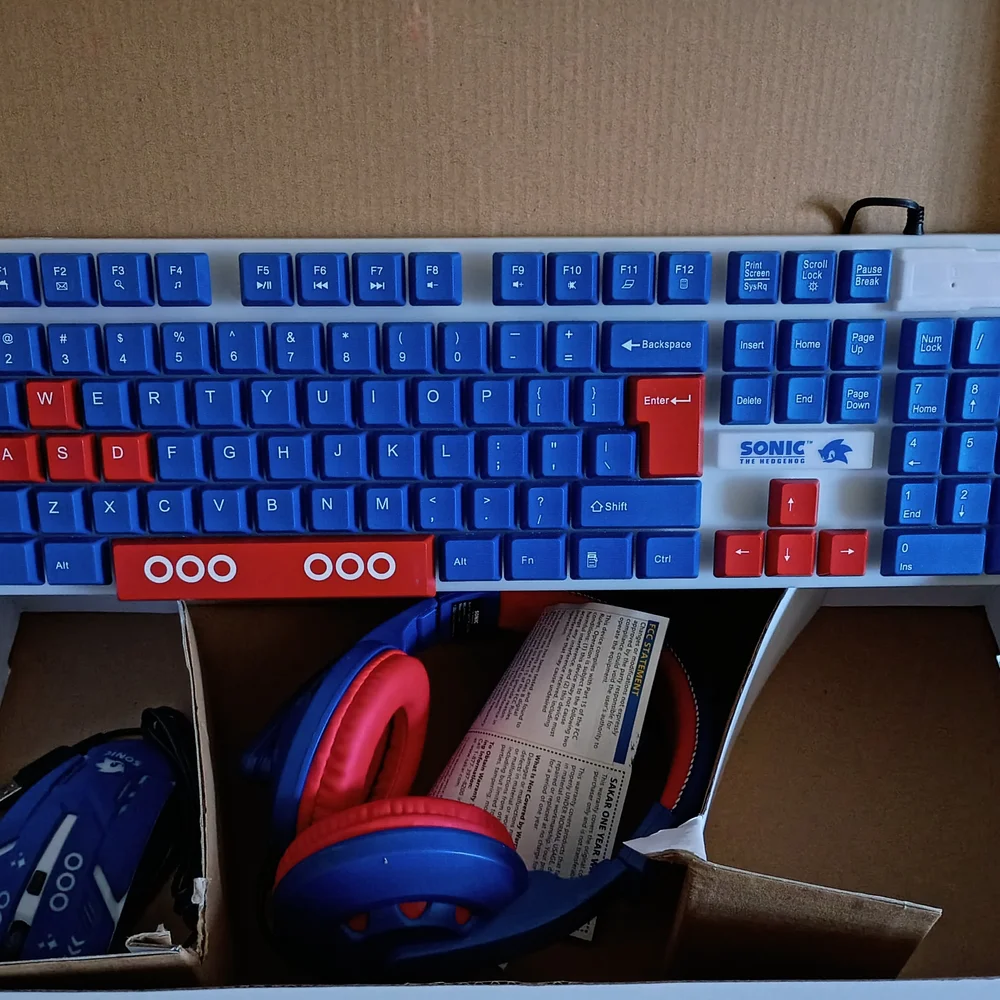 Blue and Red Gaming Keyboard with LED Lighting